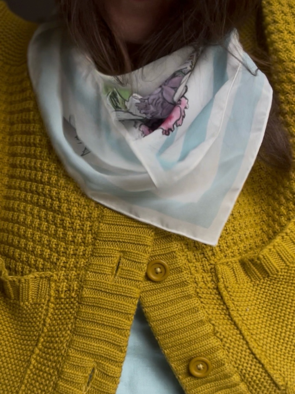 Neck Scarf with pretty ice blue trim
